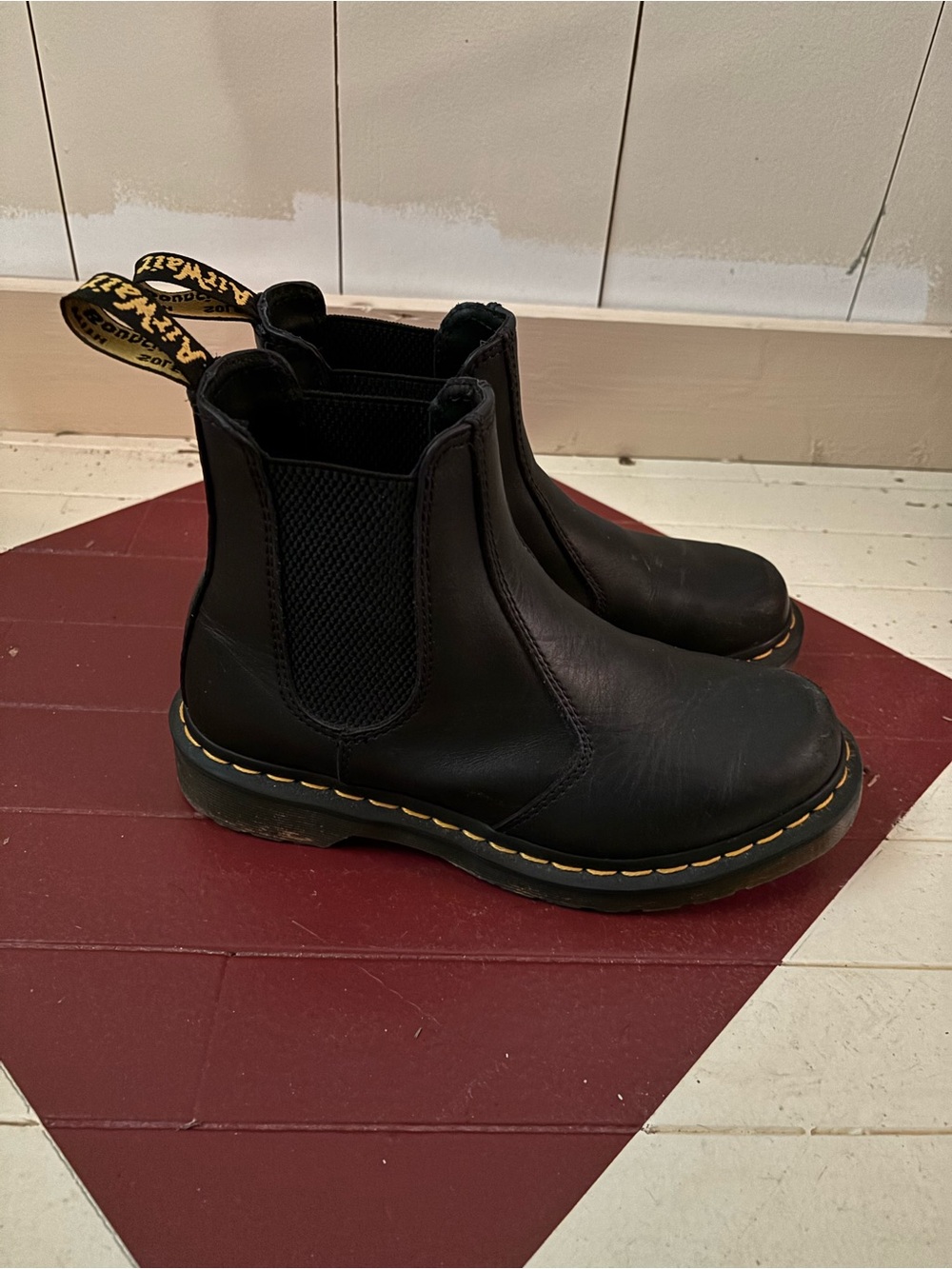 Dr. Martens Black Chelsea Boots with Yellow Stitching
